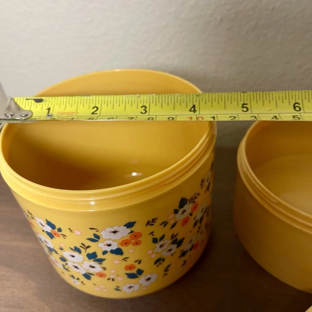 Mytagalongs  Tall‎ Floral Bento Box Snack Container 3 Compartments Yellow